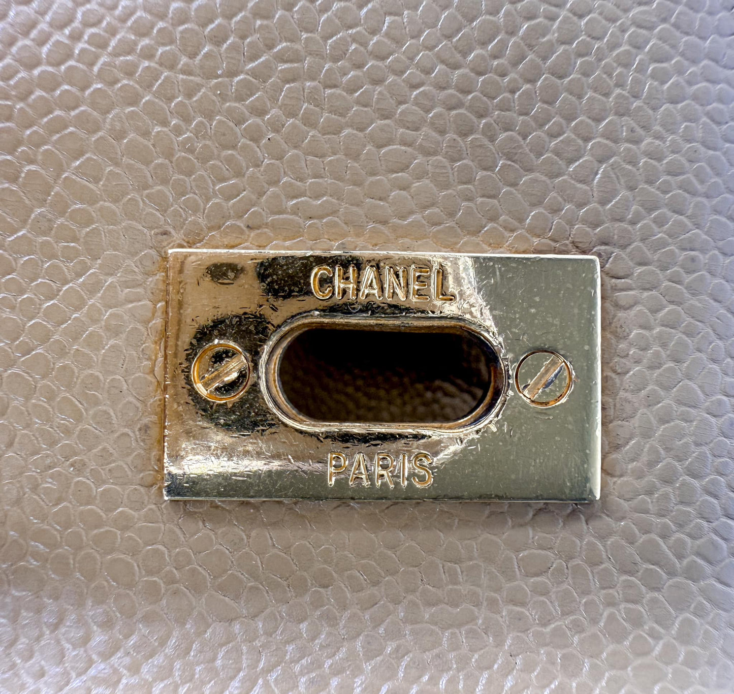 CHANEL Vintage Tan CC Logo Caviar Leather Backpack