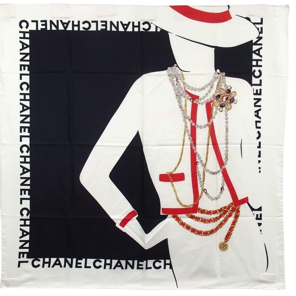 CHANEL Vintage Silk CoCo Mademoiselle Silhouette Scarf