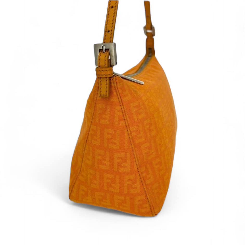 FENDI Vintage Orange FF Zucchino Canvas Pochette Shoulder Bag