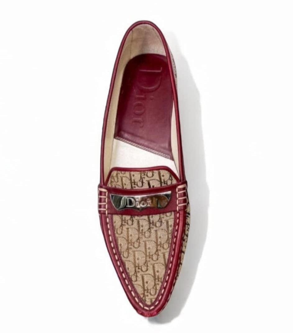 DIOR Brown Diorissmo Logo Vintage Loafers EU38.5