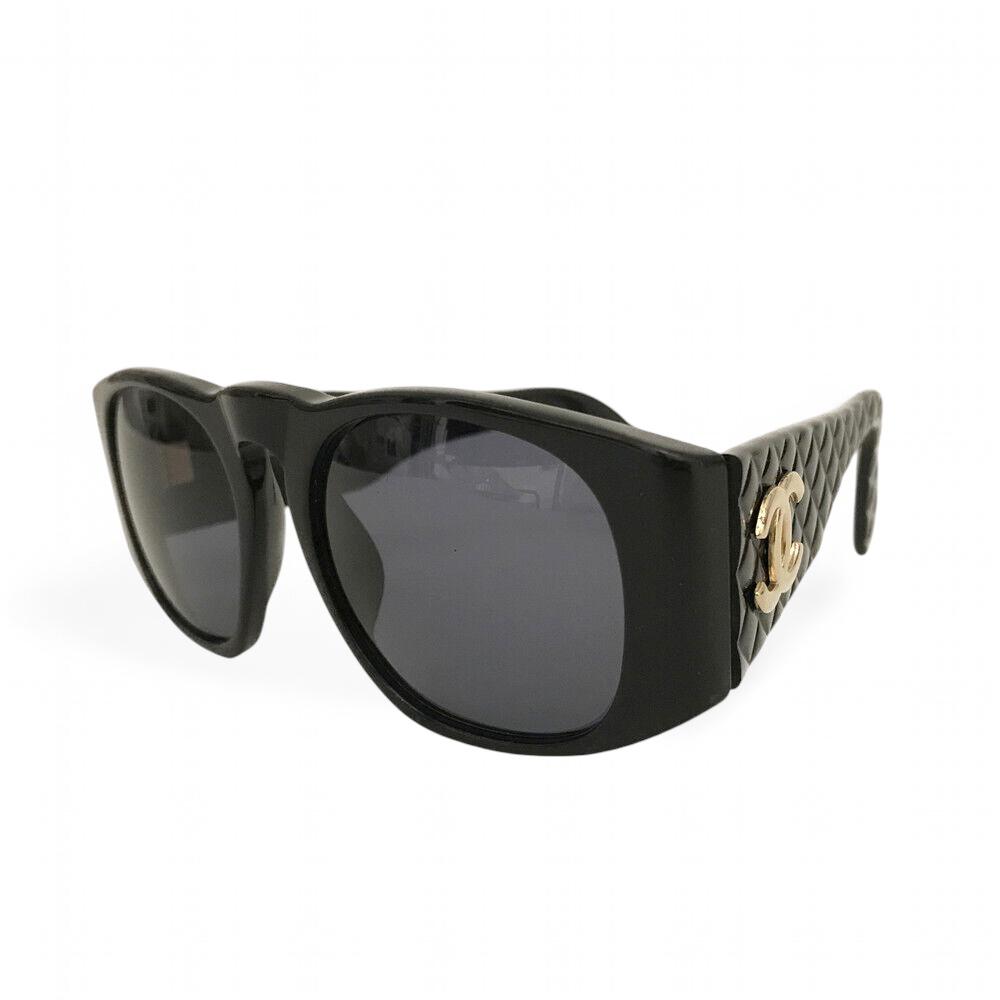 CHANEL Black Quilted CC Logo Sunglasses