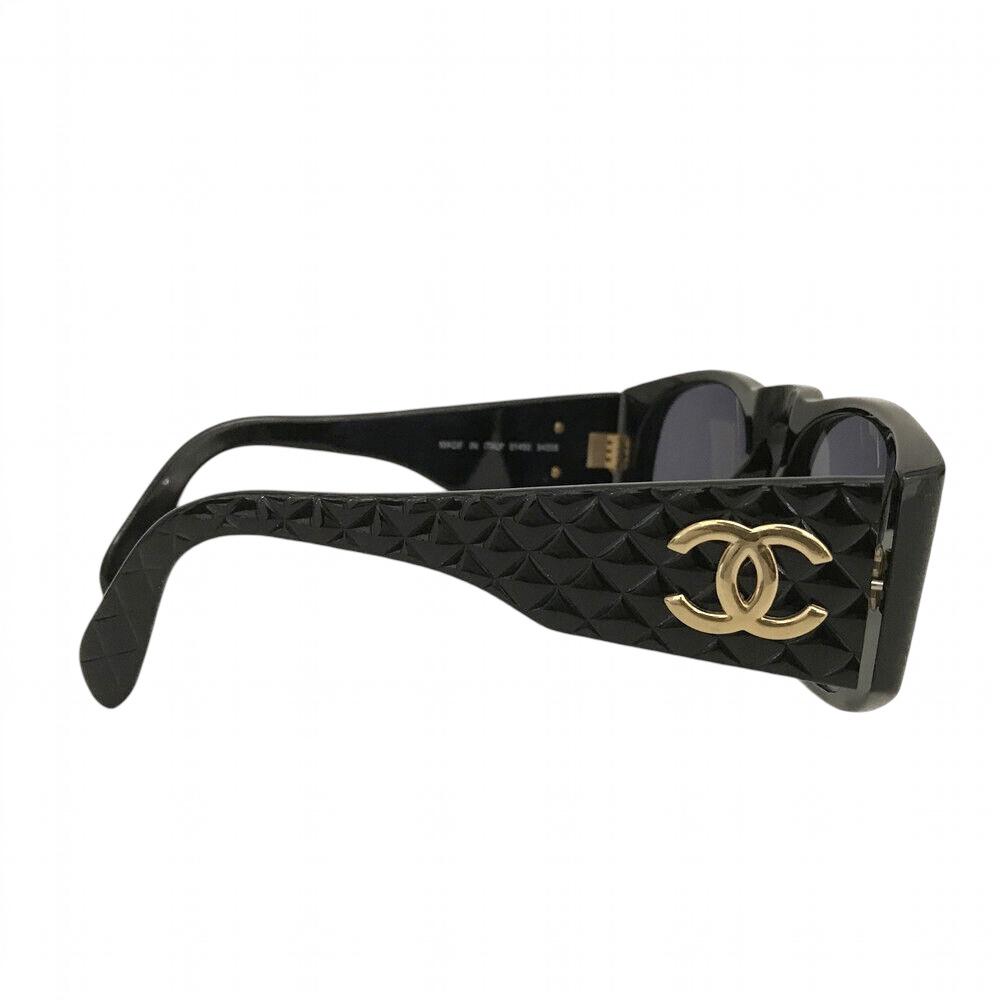 CHANEL Black Quilted CC Logo Sunglasses