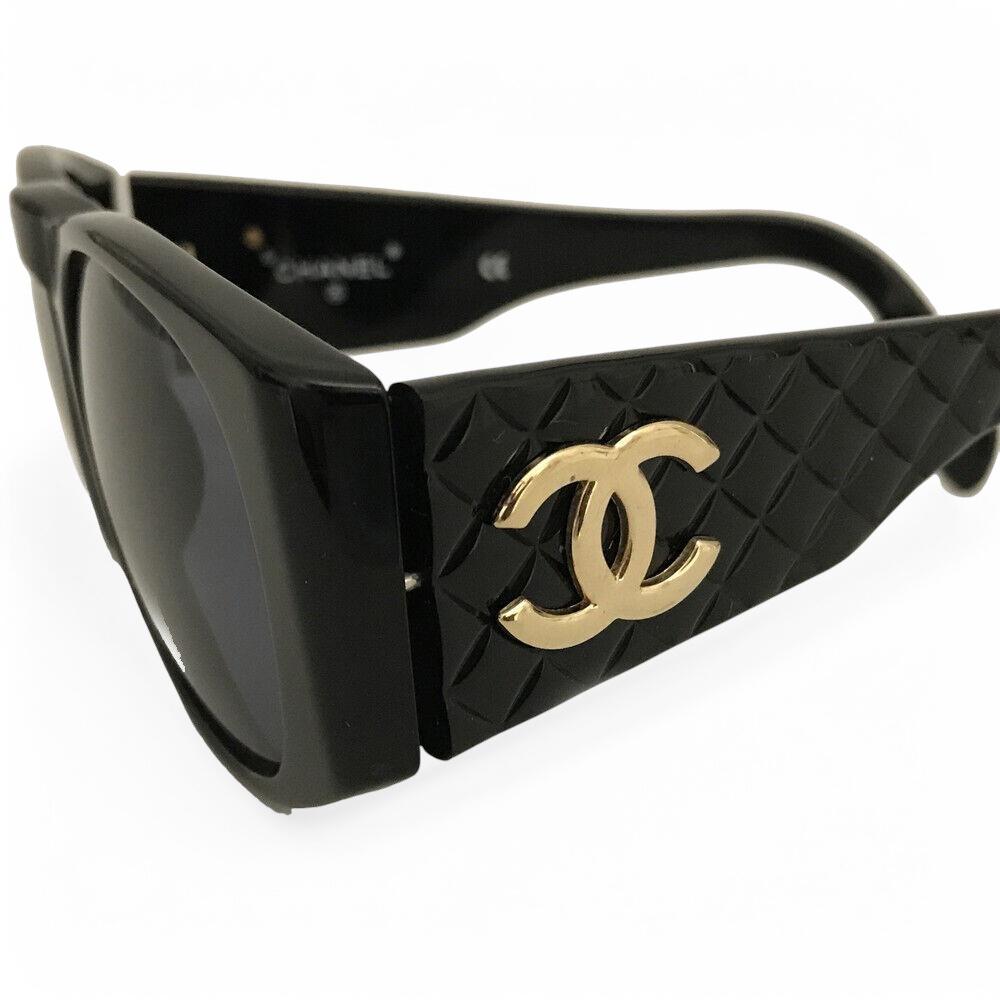 CHANEL Black Quilted CC Logo Sunglasses