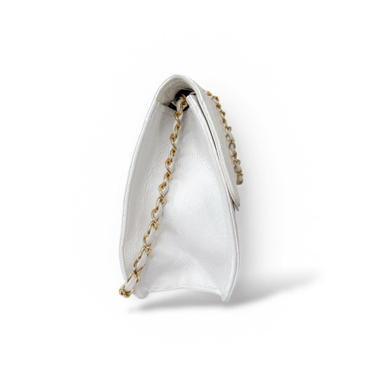 CHANEL Classic Matelassé White Leather Bag