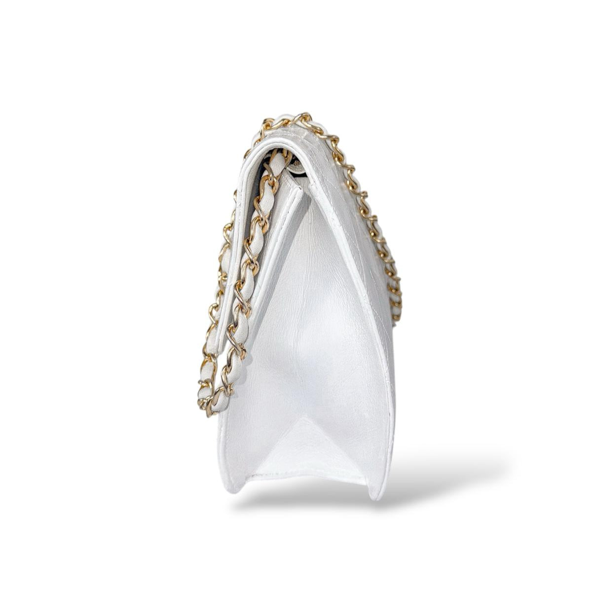 CHANEL Classic Matelassé White Leather Bag