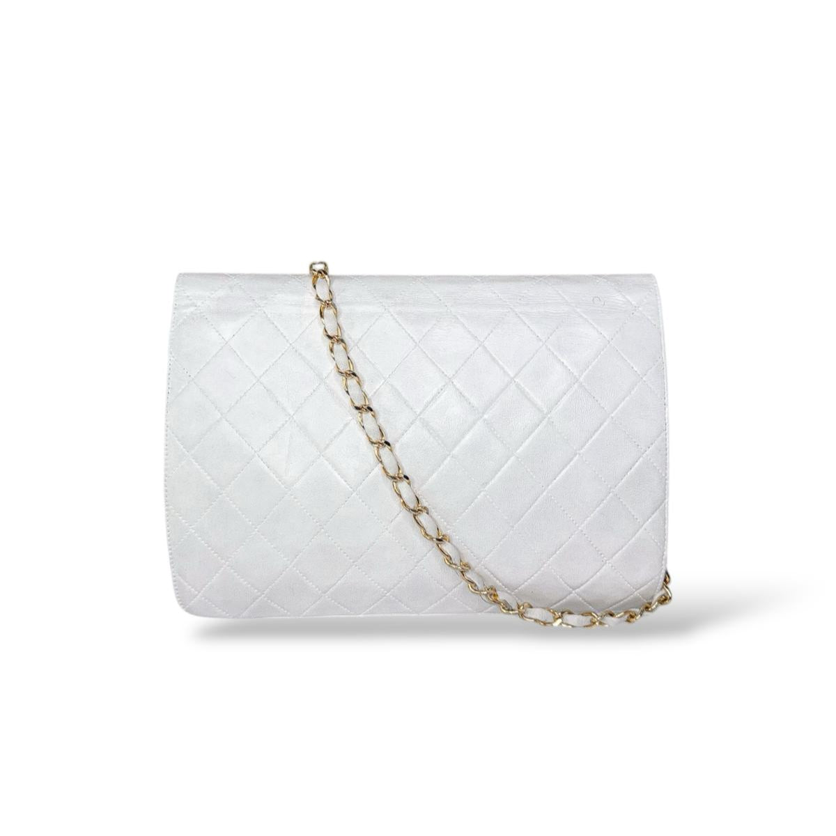 CHANEL Classic Matelassé White Leather Bag