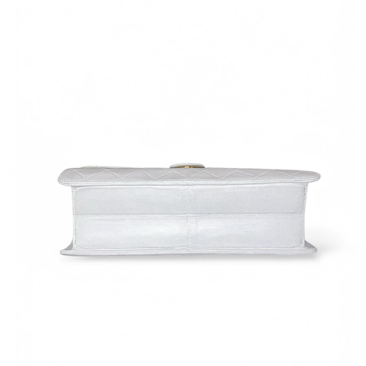 CHANEL Classic Matelassé White Leather Bag