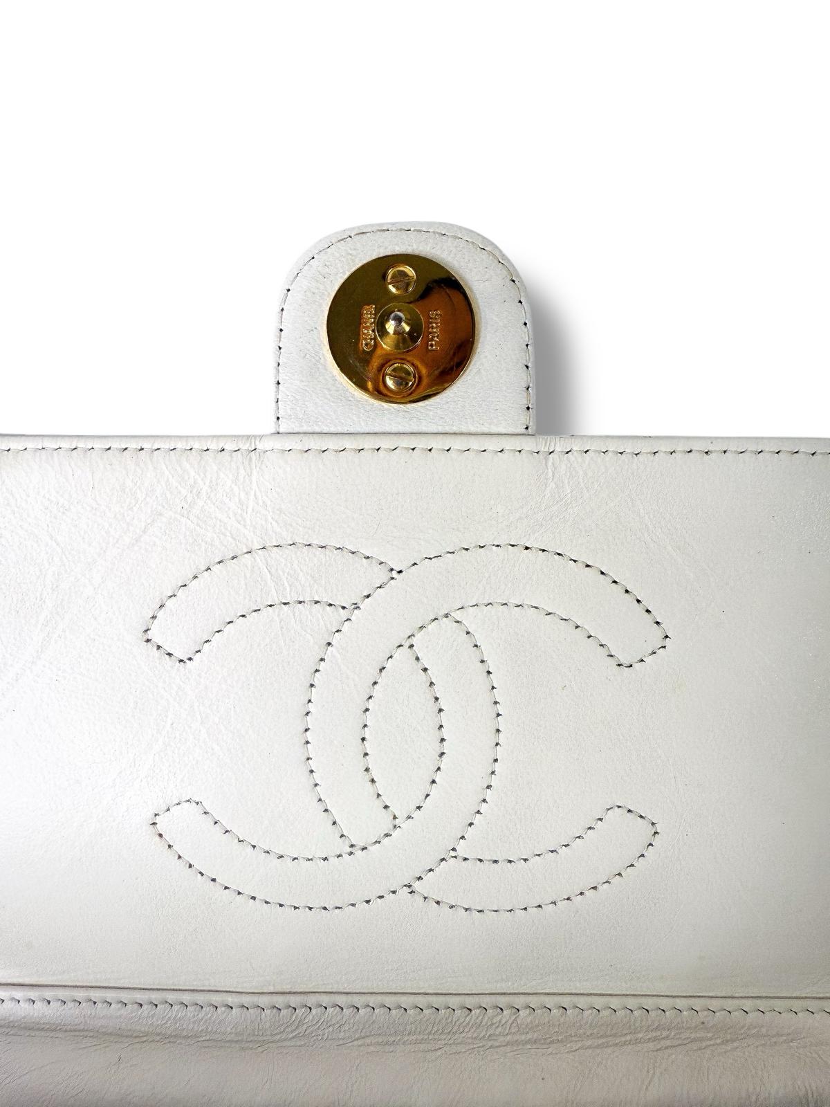 CHANEL Classic Matelassé White Leather Bag