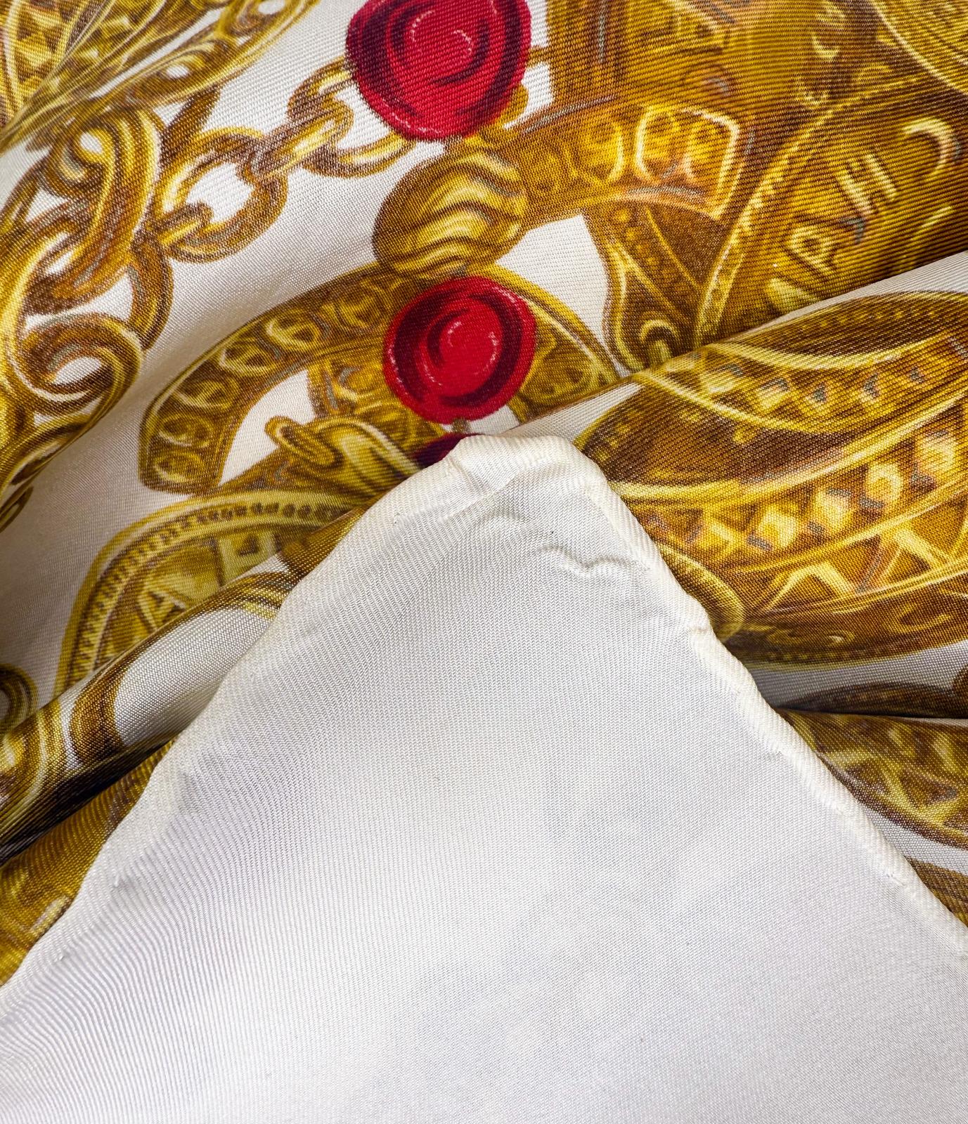 CHANEL CC Logo Jewelry Motif Silk Scarf