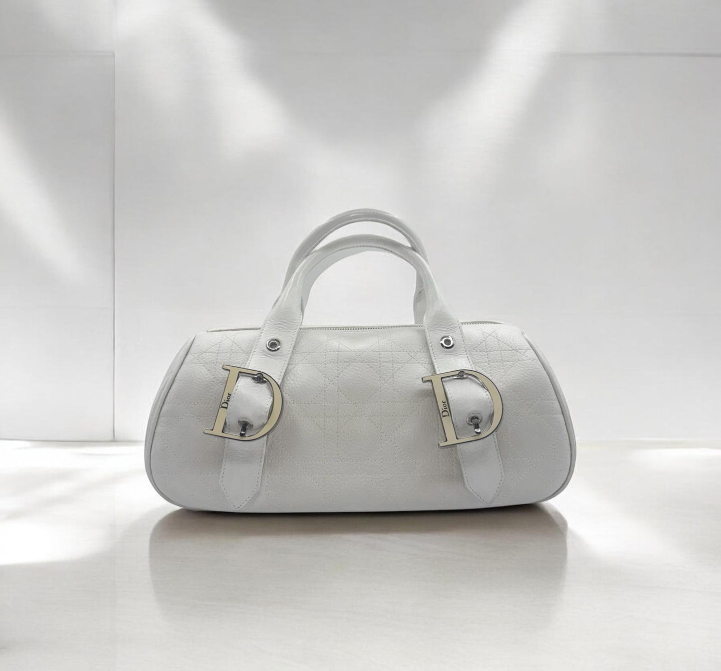 CHRISTION DIOR White Boston Bag