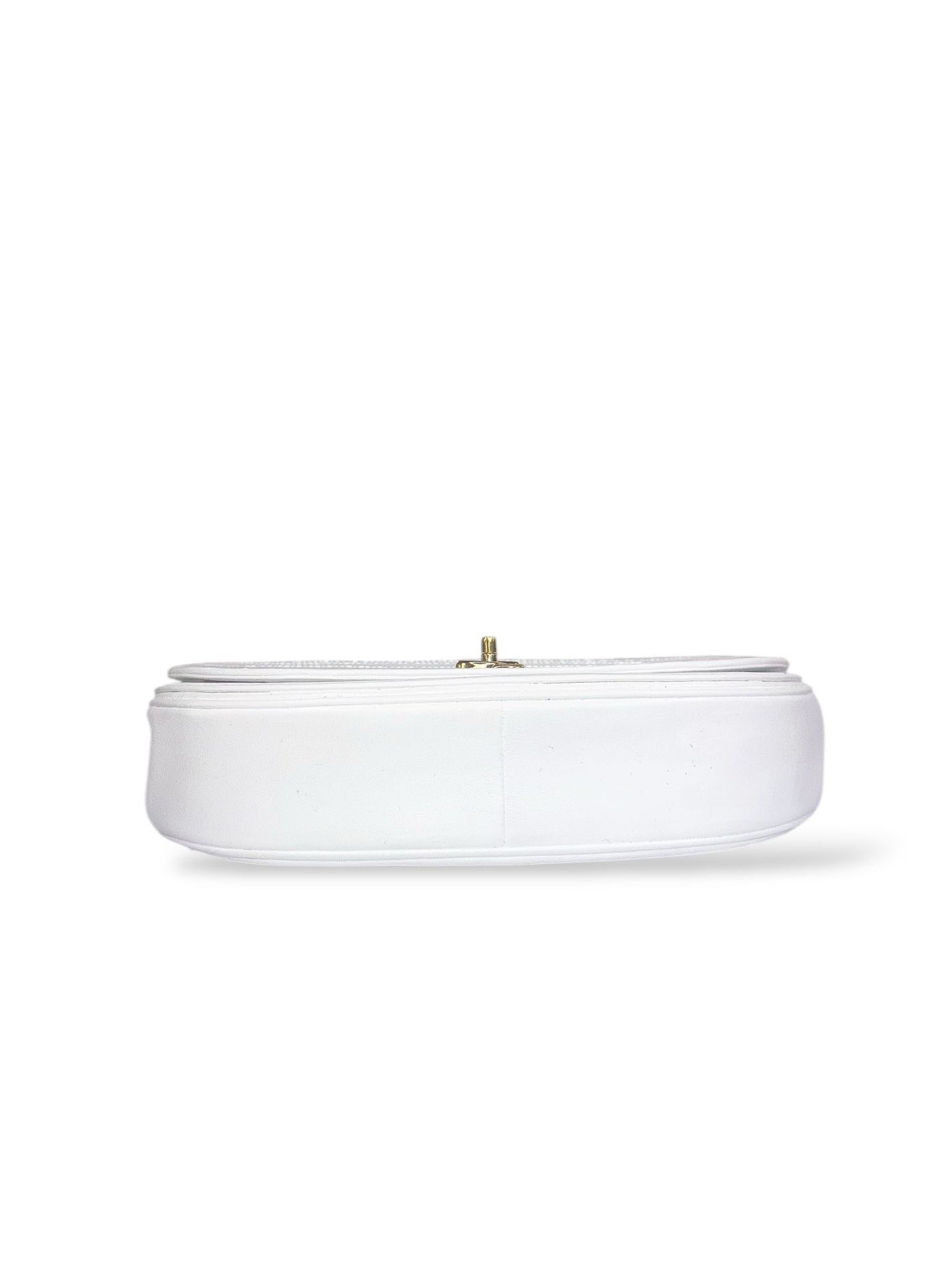 CHANEL White Classic Half Moon Flap Handbag