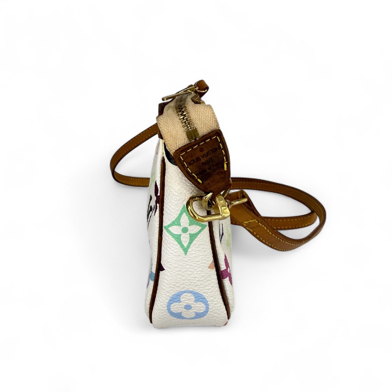 LOUIS VUITTON TAKASHI MURAKAMI White Multicolor LV Monogram Pochette Accessoire