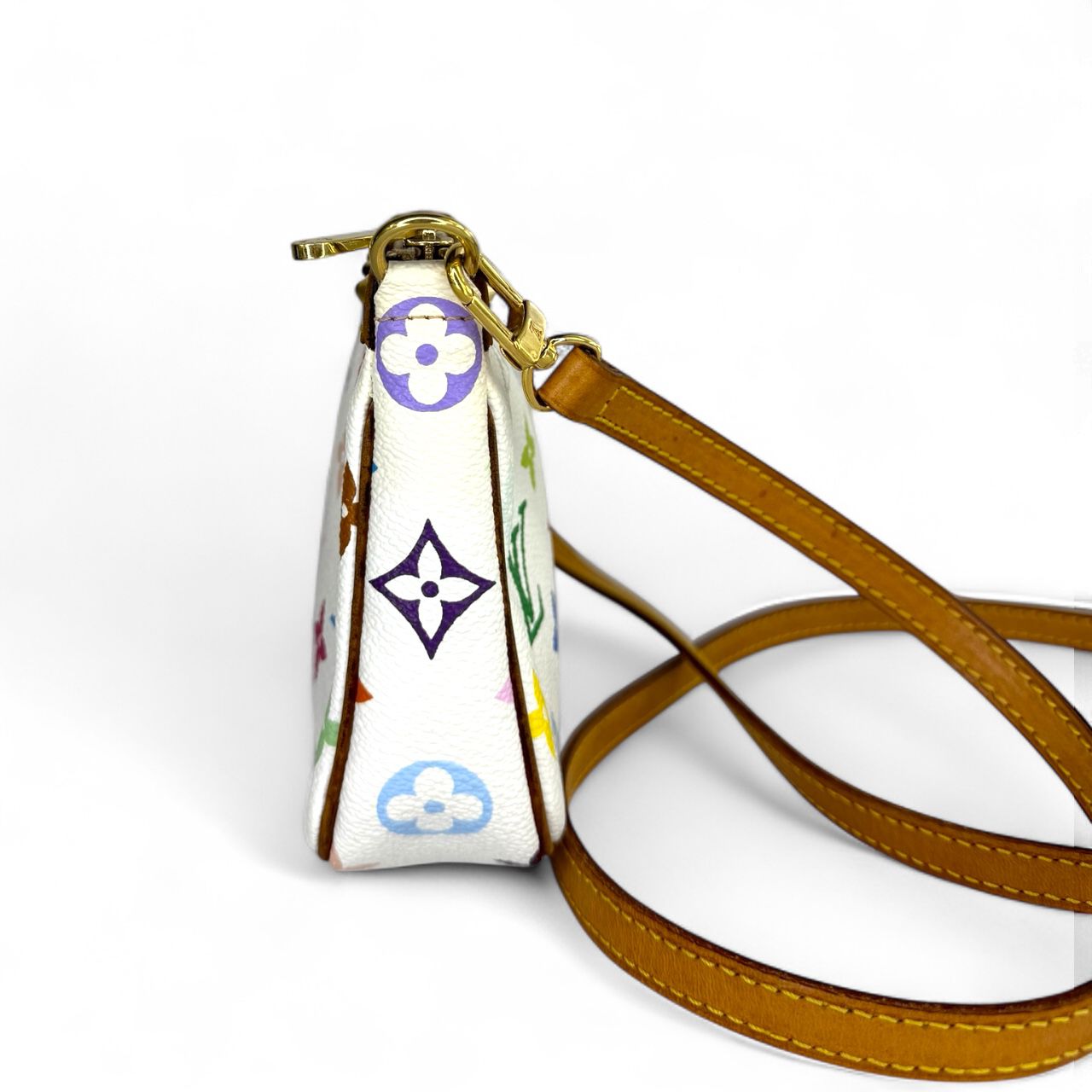 LOUIS VUITTON TAKASHI MURAKAMI White Multicolor LV Monogram Pochette Accessoire