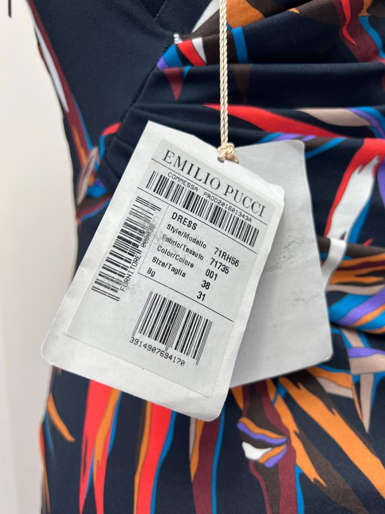 EMILIO PUCCI Black Bamboo Leaf Print Sheath Dress US4