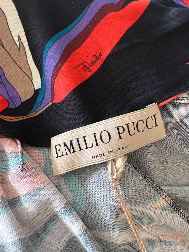 EMILIO PUCCI Black Bamboo Leaf Print Sheath Dress US4