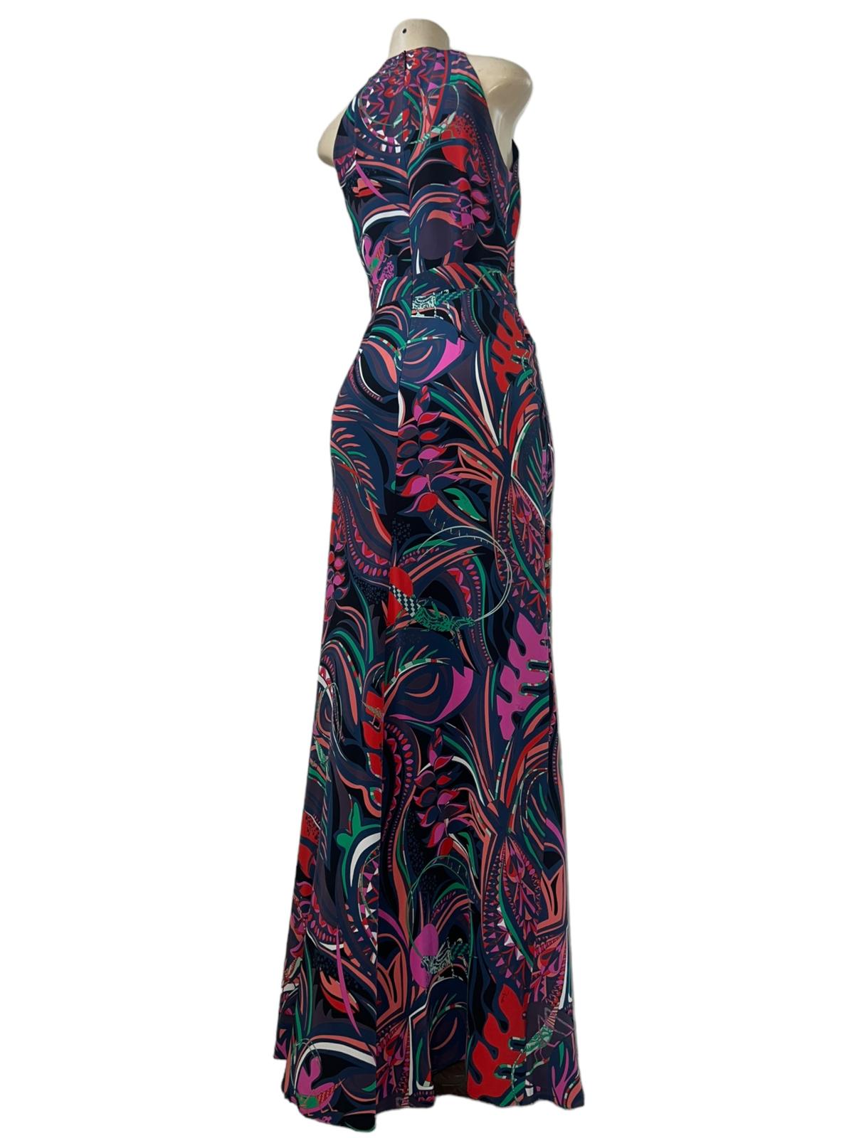 EMILIO PUCCI Smeraldo Floral Print Maxi Evening Gown US S