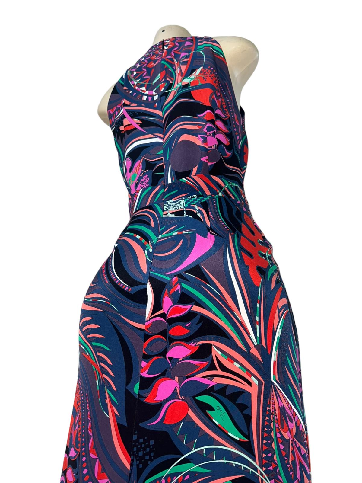 EMILIO PUCCI Smeraldo Floral Print Maxi Evening Gown US S