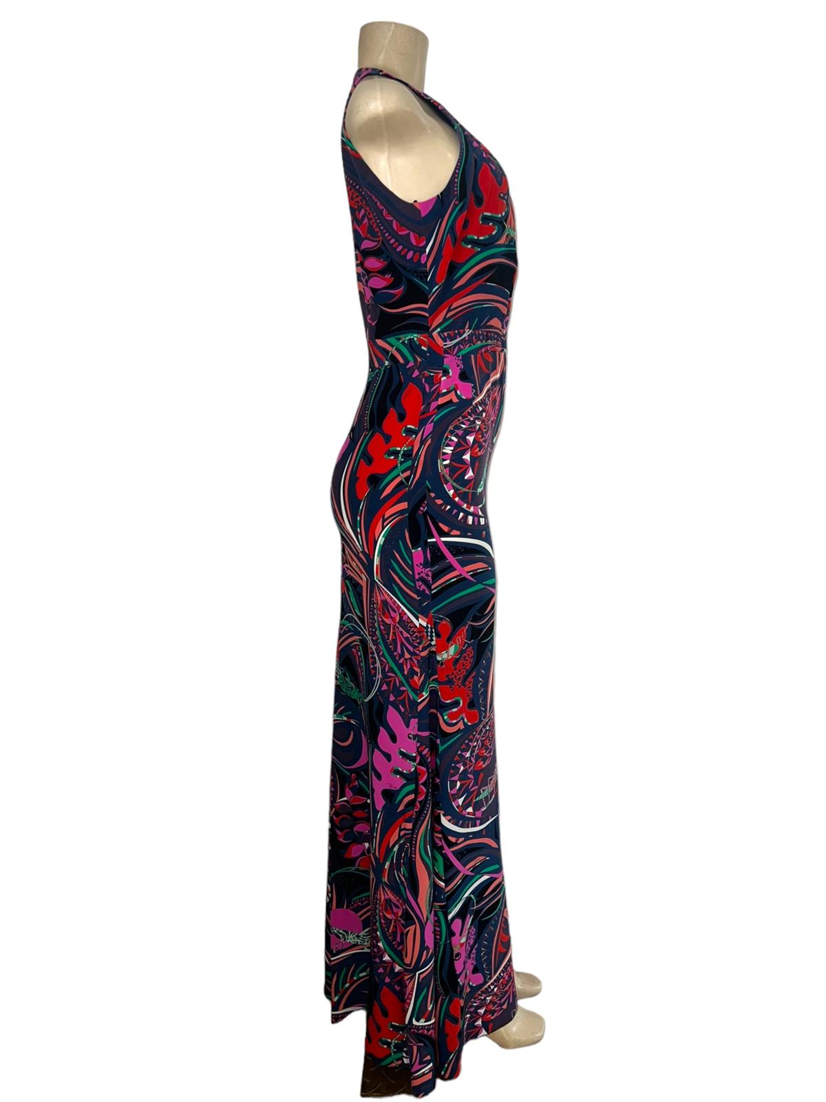 EMILIO PUCCI Smeraldo Floral Print Maxi Evening Gown US S