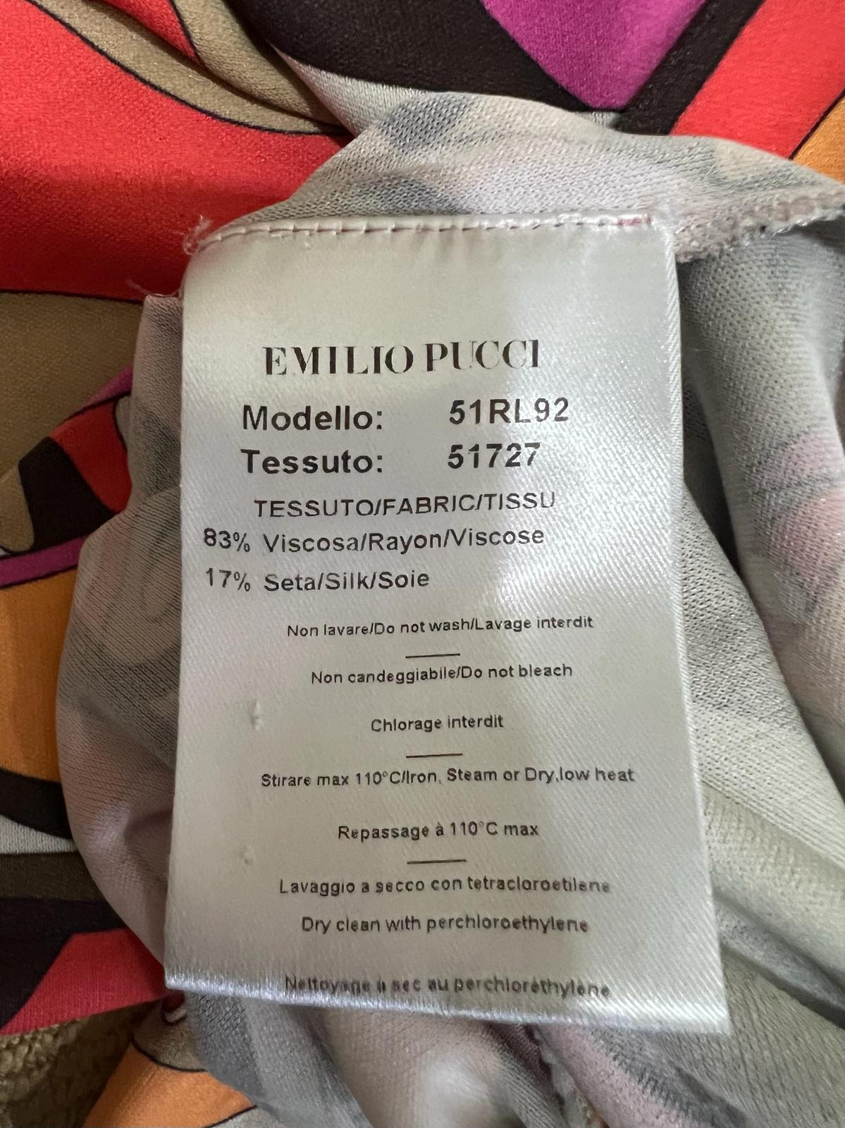 EMILIO PUCCI Multicolor Abstract Ruched Side Sheath Knee Length Dress EU40