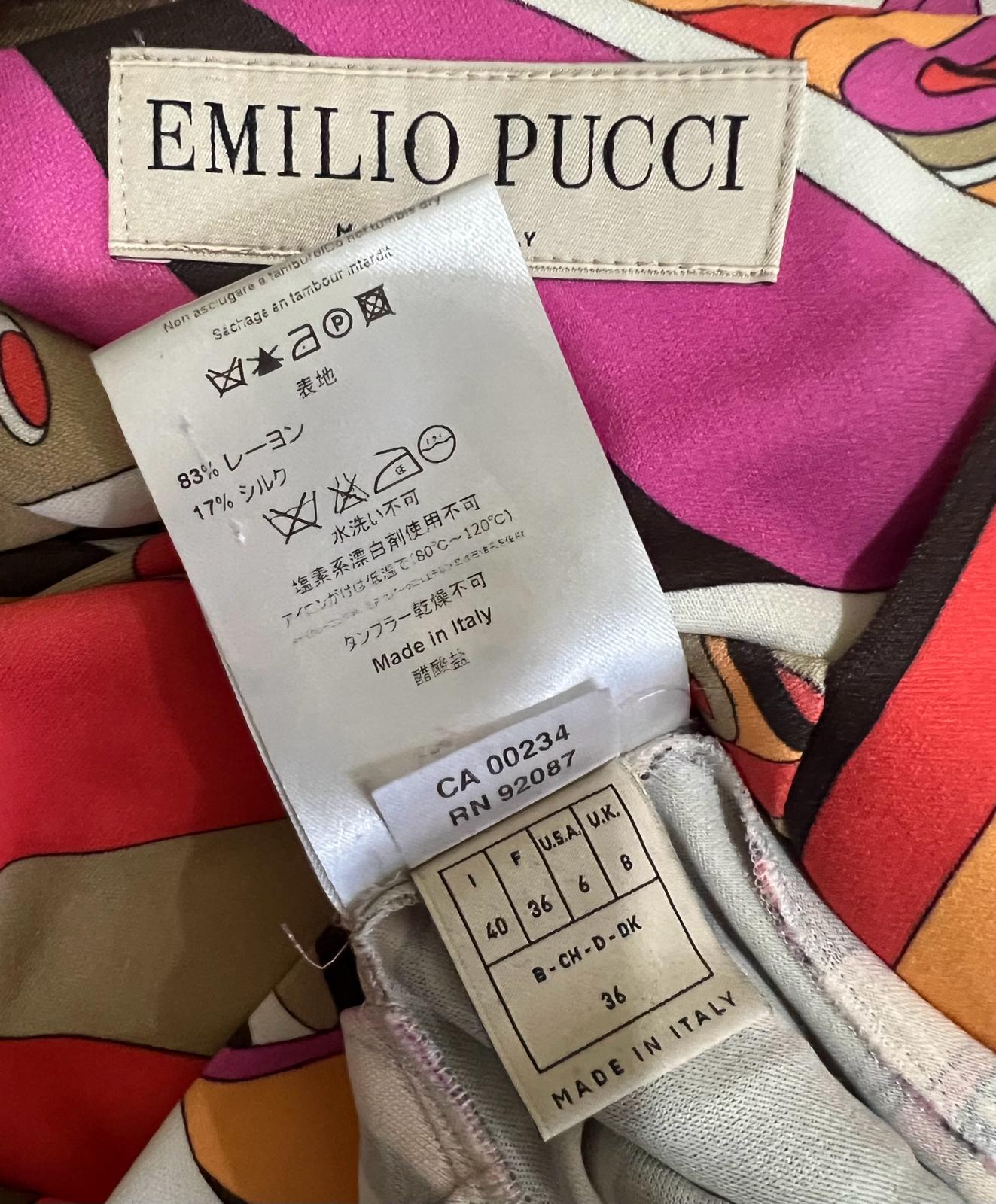 EMILIO PUCCI Multicolor Abstract Ruched Side Sheath Knee Length Dress EU40