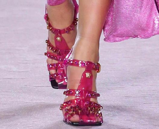 VERSACE Runway Studded Jelly Slant Heel Sandals IT36.5