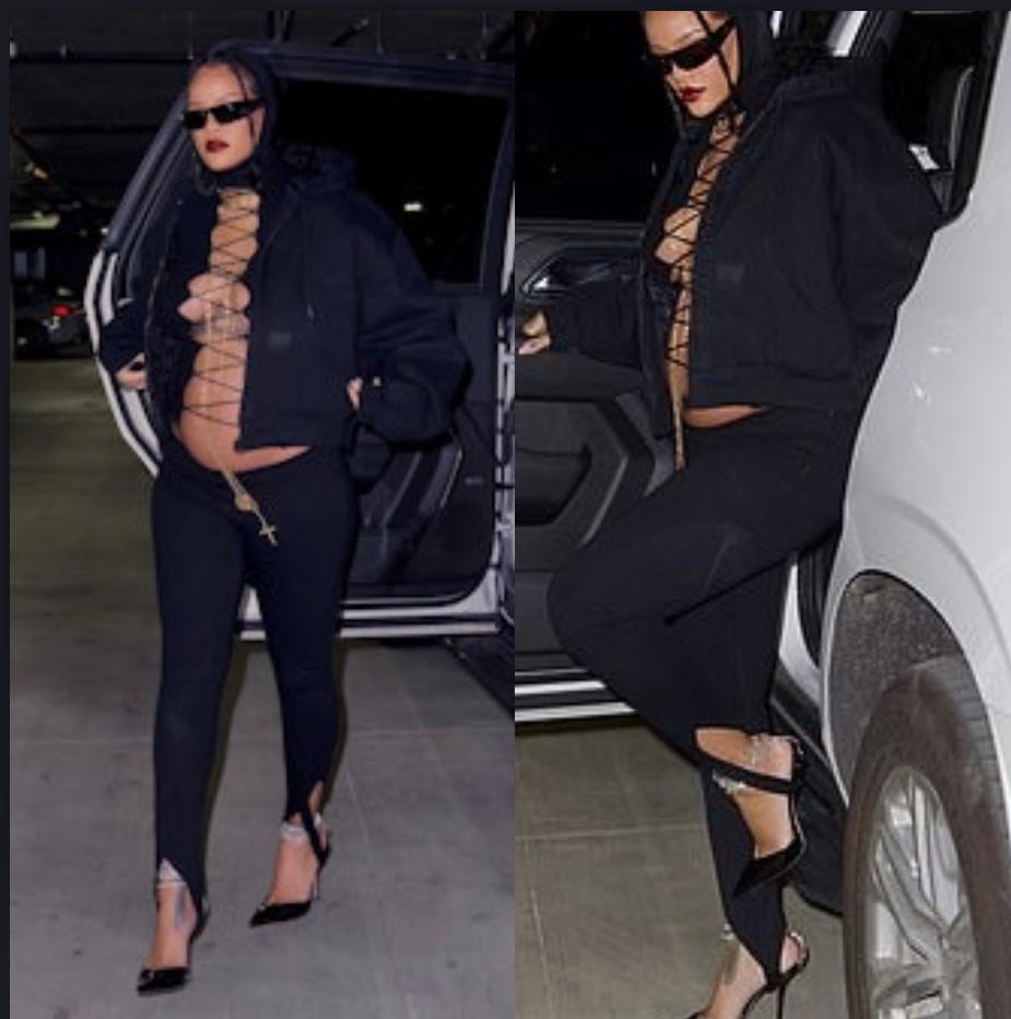 Rihanna in JIMMY CHOO Saeda Black Crystal Embellished Sandals Size EU39.5