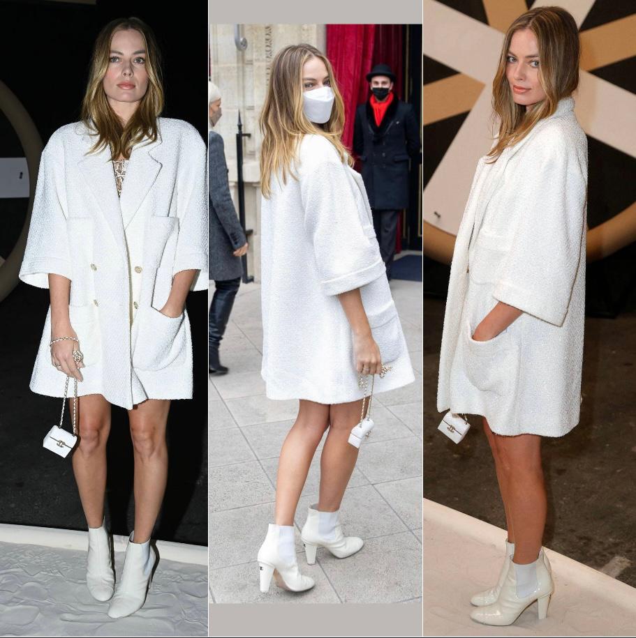 CHANEL 2022 Runway Ivory CC Logo Ankle Boots IT38