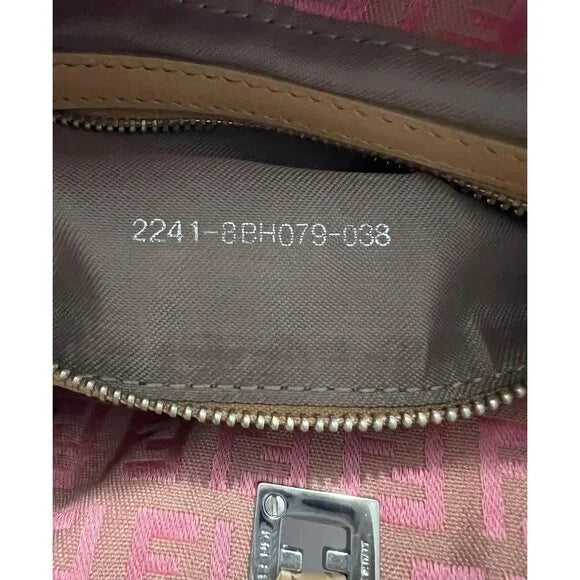 FENDI Salmon Pink FF Zucchino Logo Canvas Bag