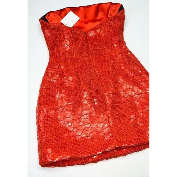 LAQUAN SMITH Spring 2023 Runway Orange Sequin Dress US XS