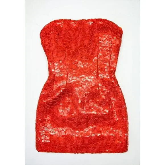 LAQUAN SMITH Spring 2023 Runway Orange Sequin Dress US M