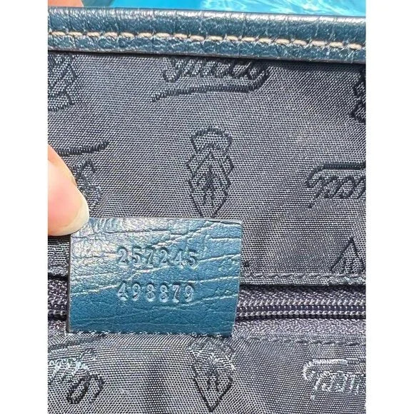 GUCCI Navy & Gray GG Supreme Monogram Logo Heart & Roses Tattoo Tote