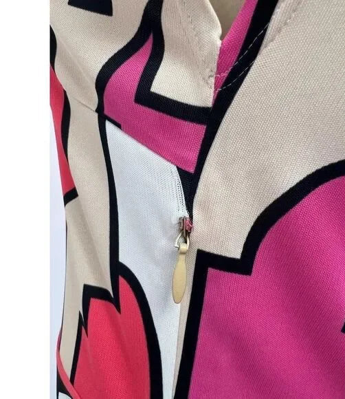 EMILIO PUCCI Pink & White Abstract Print Dress EU40