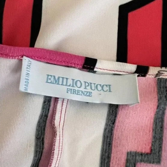 EMILIO PUCCI Pink & White Abstract Print Dress EU40