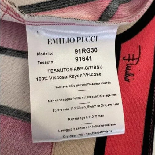 EMILIO PUCCI Pink & White Abstract Print Dress EU40