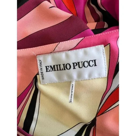 EMILIO PUCCI Vibrant Multicolor Abstract Print Long Sleeve Mini Dress Size 6