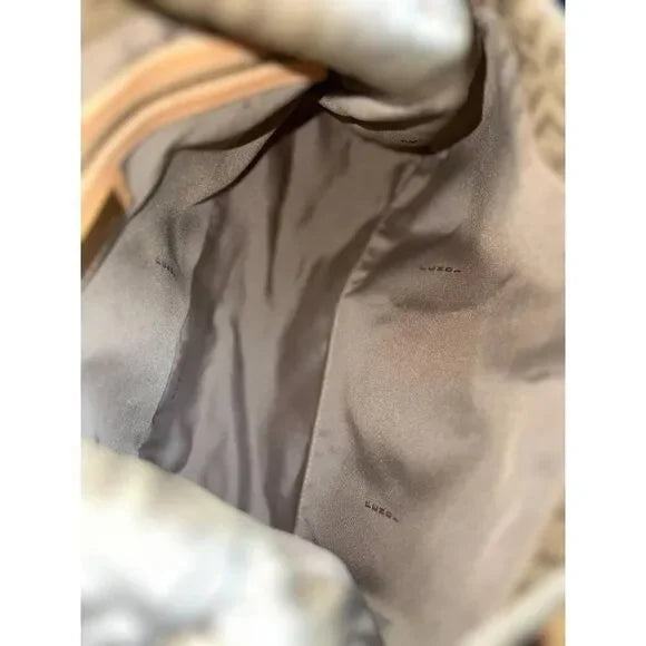 Fendi FF Zucchino Beige Mamma Baguette Canvas Shoulder Bag