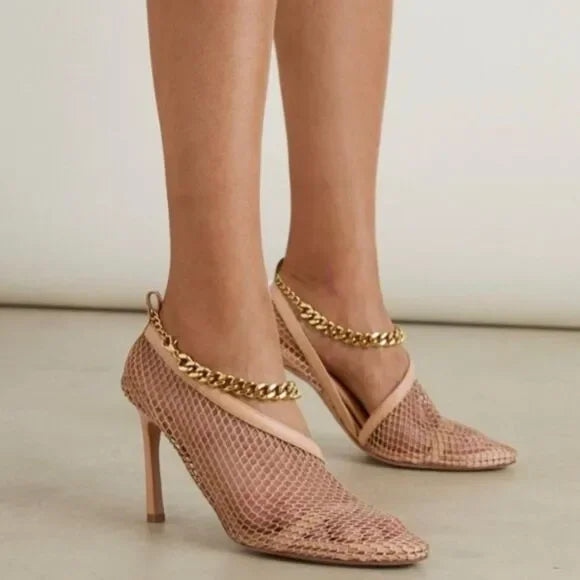 BOTTEGA VENETA Spring 2020 Runway Tan Mesh Sandals EU39