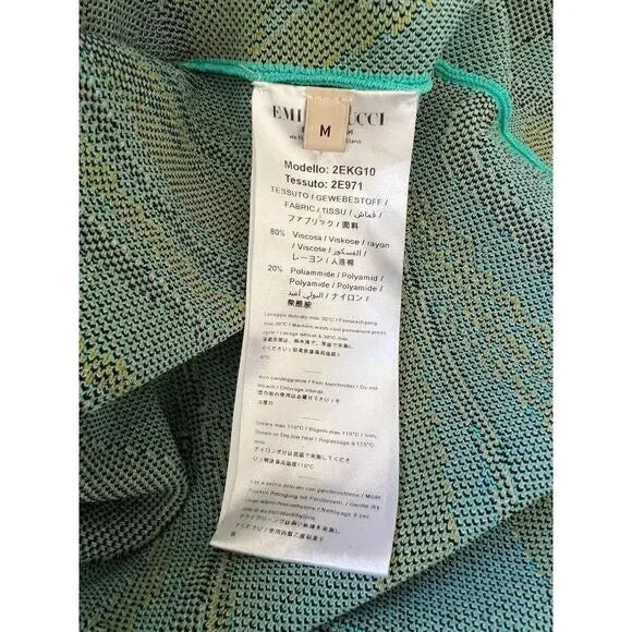 EMILIO PUCCI Turquoise Onde Print Fit & Flare Knit Knee Length Dress Size M