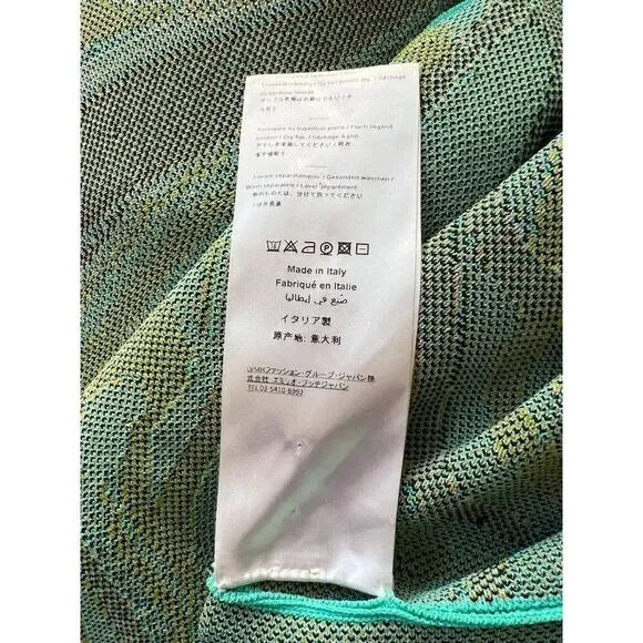 EMILIO PUCCI Turquoise Onde Print Fit & Flare Knit Knee Length Dress Size M