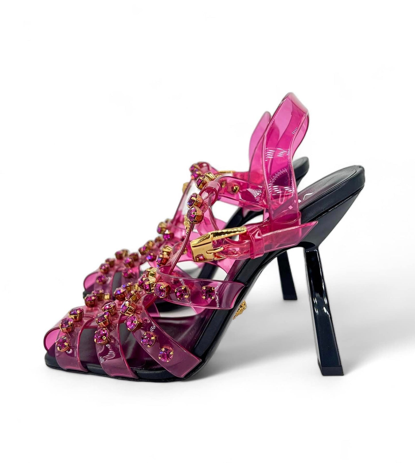 VERSACE Runway Studded Jelly Slant Heel Sandals IT36.5