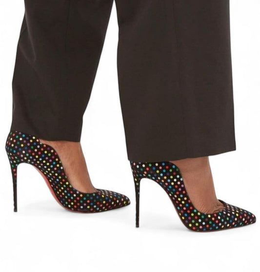 CHRISTIAN LOUBOUTIN Hot Chick Black Scalloped Polka Dot Stiletto Pumps IT39