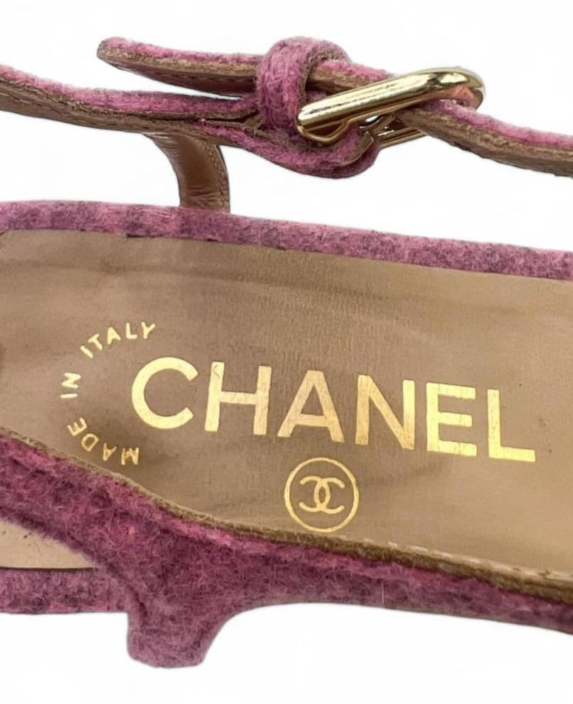 CHANEL Dusty Pink CC Logo Camellia Flower Sandals IT36