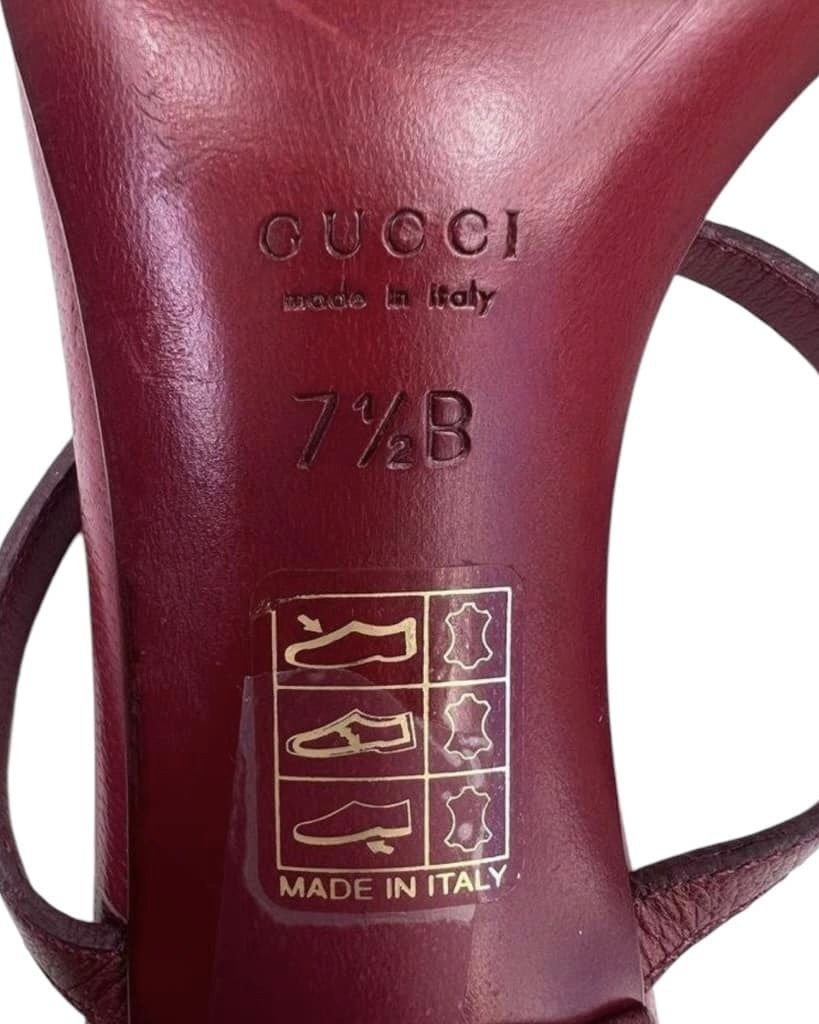 GUCCI Burgundy Interlocking GG Logo Mules US 7.5