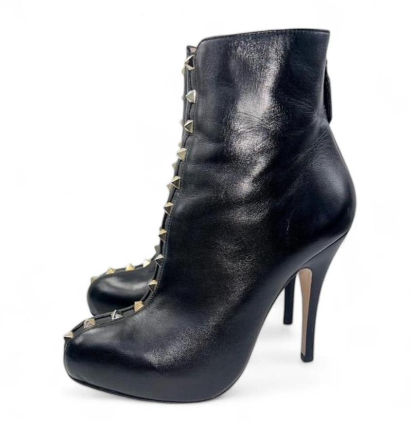 VALENTINO Garavani Black Leather Rockstud Ankle Boots EU36.5