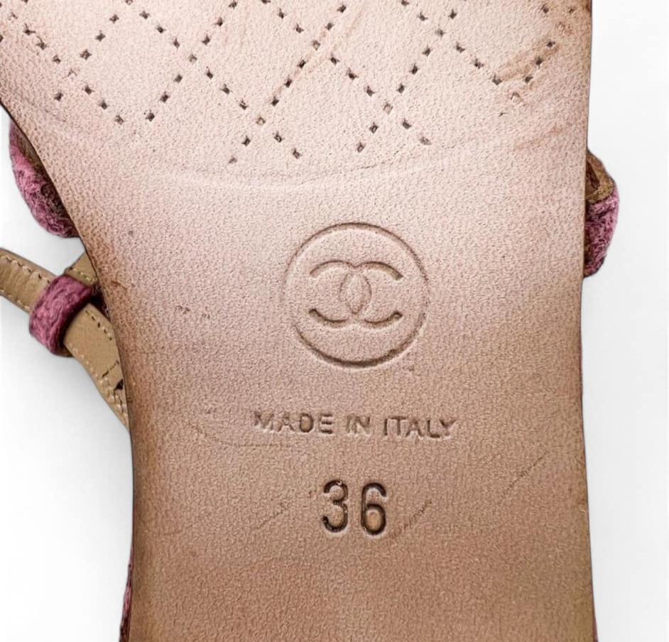 CHANEL Dusty Pink CC Logo Camellia Flower Sandals IT36