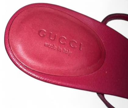 GUCCI Burgundy Interlocking GG Logo Mules US 7.5