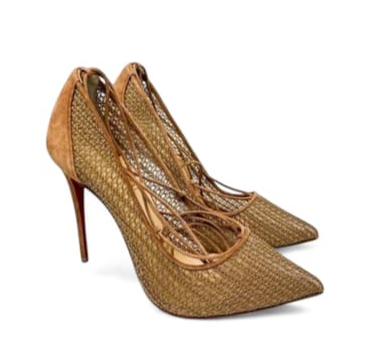 CHRISTIAN LOUBOUTIN Peropik Biscotto Mesh Stiletto Heels IT38.5