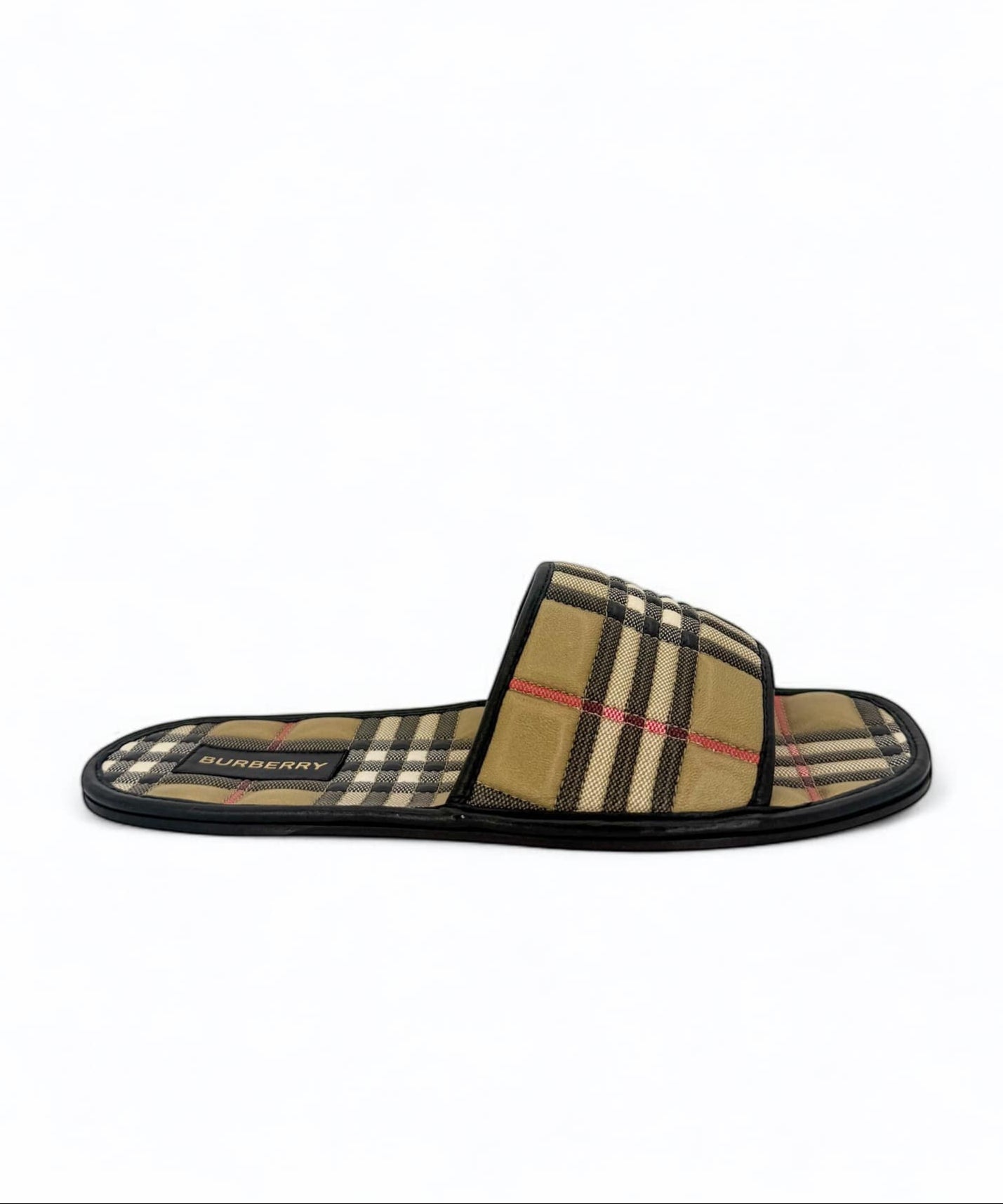 BURBERRY Nova Check Quilted Lambskin Leather Flat Slides EU38