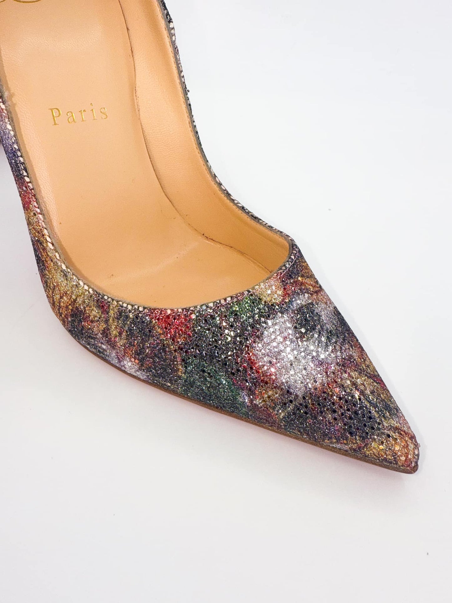 CHRISTIAN LOUBOUTIN So Kate Floral Print Glitter Pointed Toe Pumps EU37