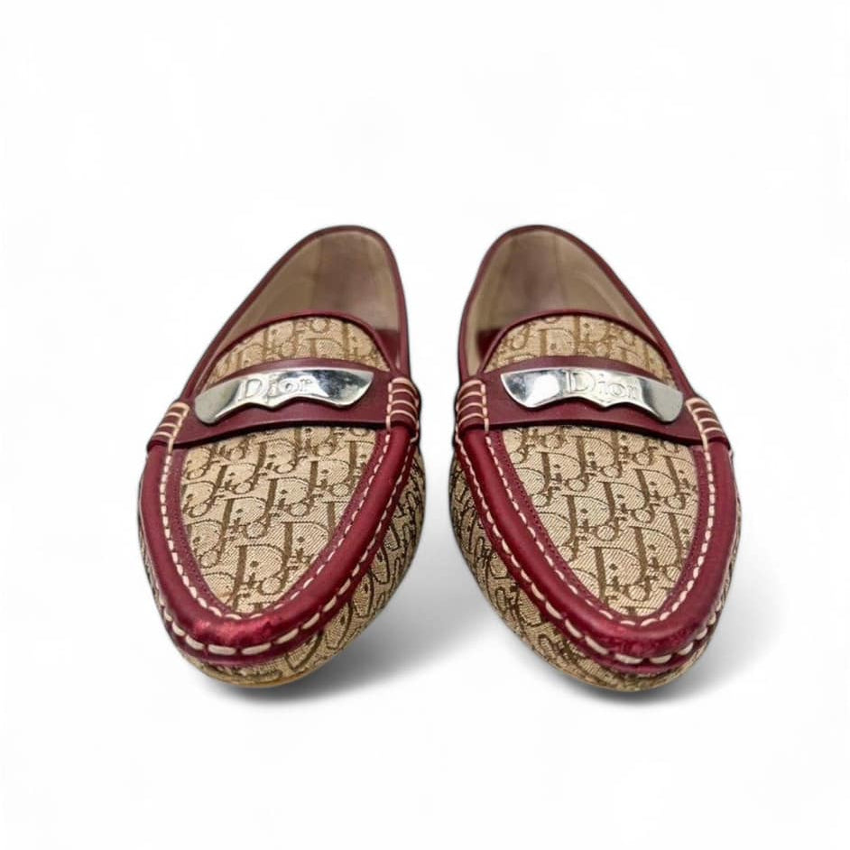 DIOR Brown Diorissmo Logo Vintage Loafers EU38.5